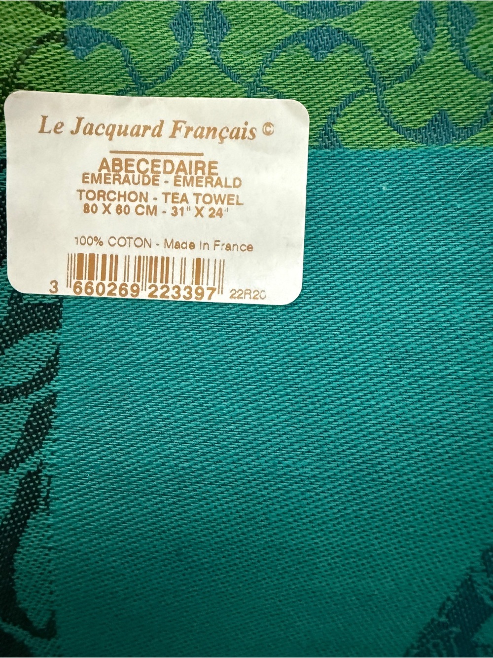 Le Jacquard Francais Luxury Tea Towels Set of 2 Teal Emerald Green New Gifting - Picture 4 of 4